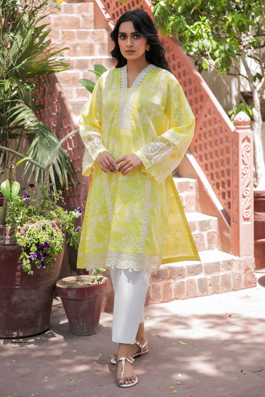 1 Piece - Embroidered Paste Printed Lawn Shirt P0443 (SO)