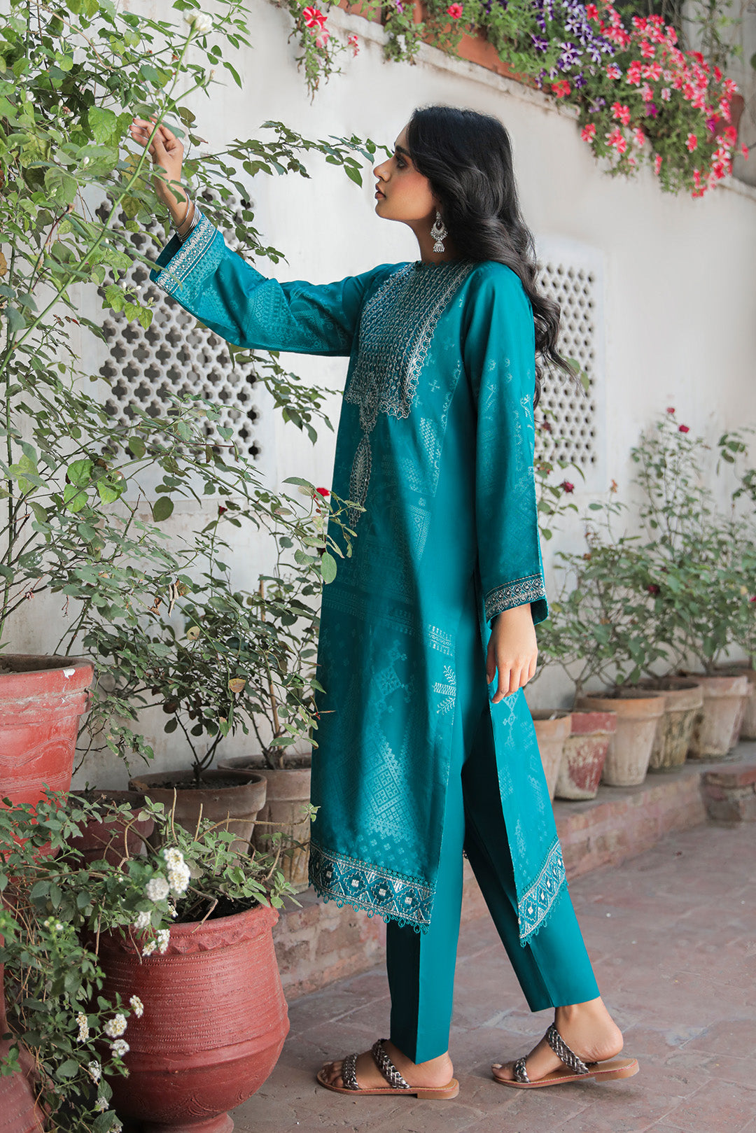 2 Piece - Dyed Embroidered Jacquard Suit P0447