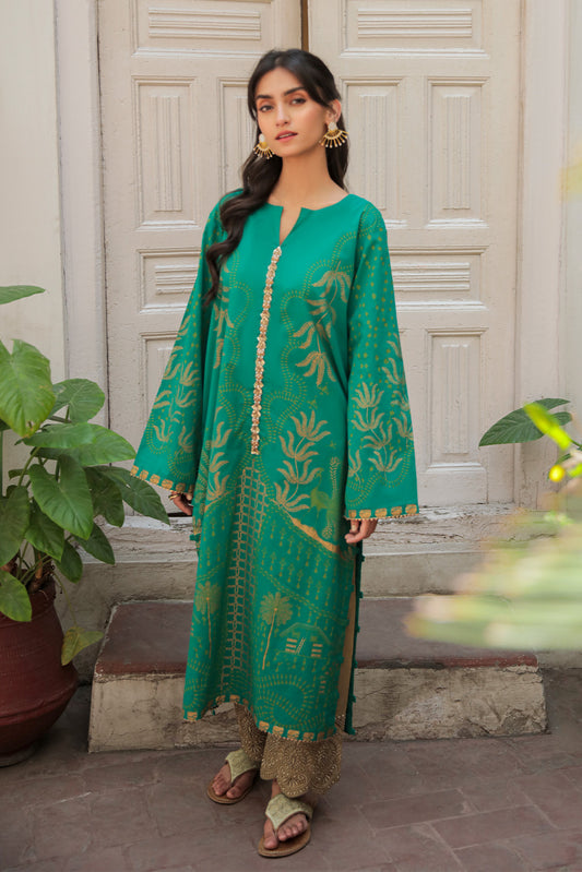 1 Piece - Pasted Printed Lawn Shirt P0459