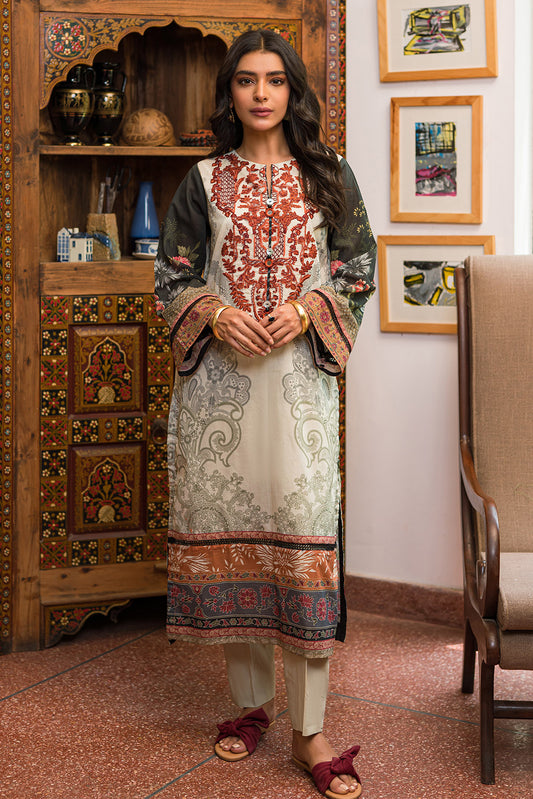 1 Piece - Embroidered Digital Printed Lawn Shirt P0490 (SO)