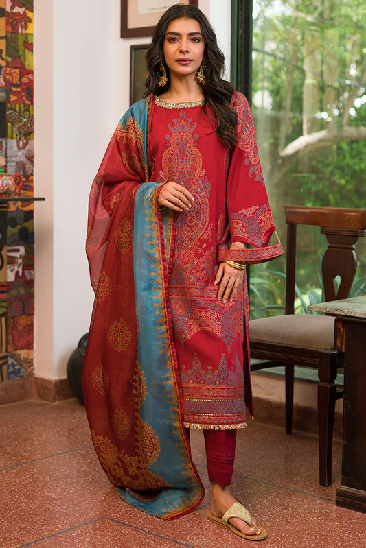 2 Piece - Dyed Jacquard Suit with Net Embellishment P0499 (SO)