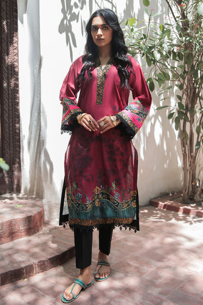 1 Piece - Embroidered Digital Printed Textured Lawn Shirt P0606 (SO)