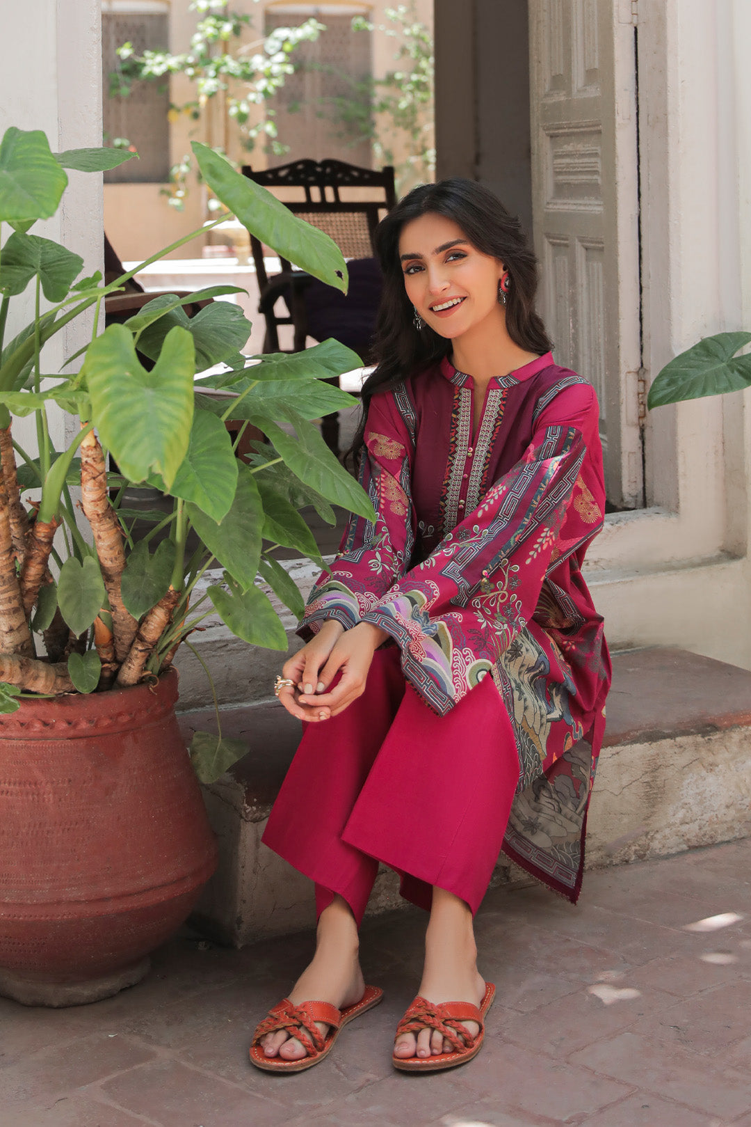 1 Piece - Embroidered Digital Printed Lawn Top P0658