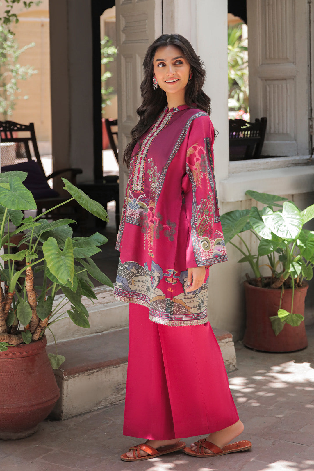 1 Piece - Embroidered Digital Printed Lawn Top P0658