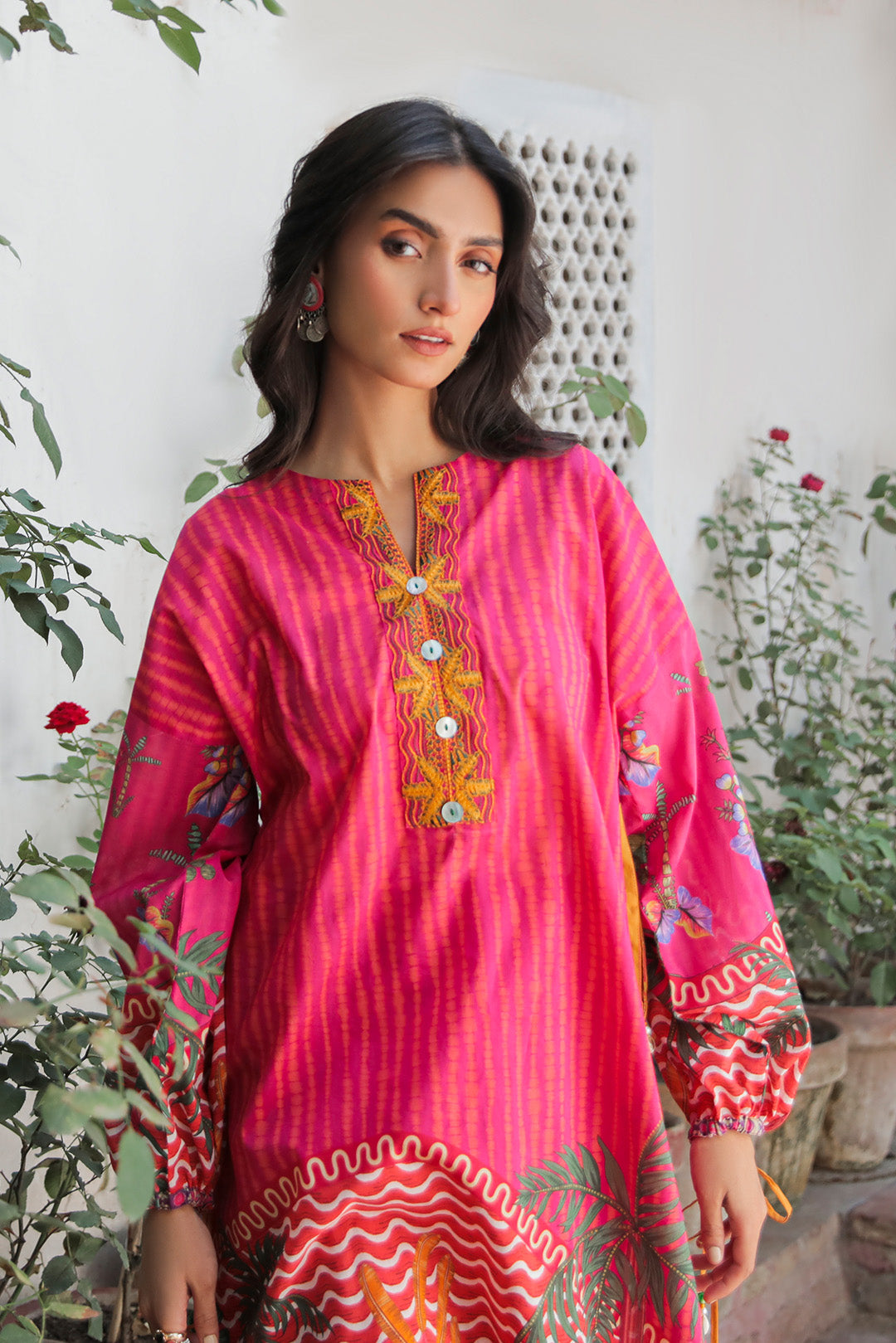 1 Piece - Embroidered Digital Printed Lawn Top P0659