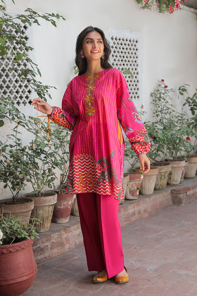 1 Piece - Embroidered Digital Printed Lawn Top P0659