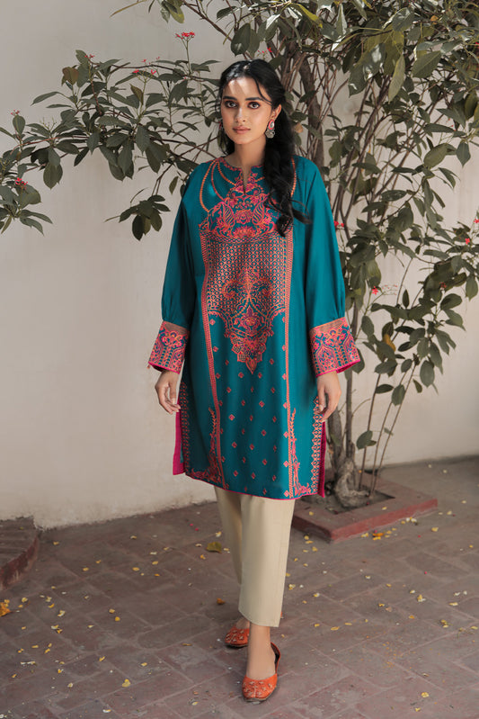 1 Piece - Dyed Embroidered Textured Lawn Shirt P0666 (SO)