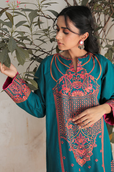 1 Piece - Dyed Embroidered Textured Lawn Shirt P0666 (SO)