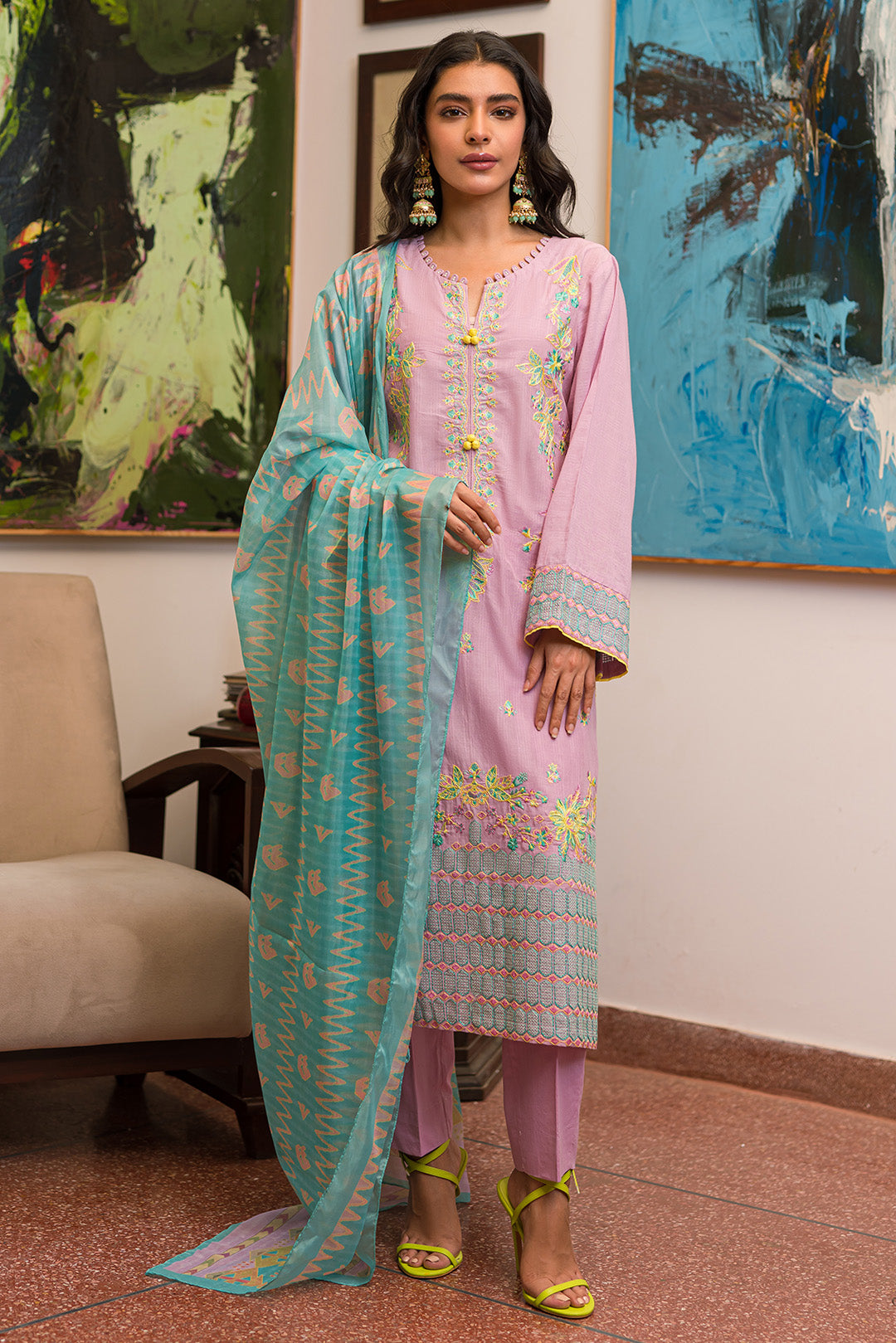 3 Piece - Dyed Embroidered Textured Lawn Suit P0705