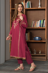 2 Piece - Dyed Embroidered Cotton Cambric Suit P0710