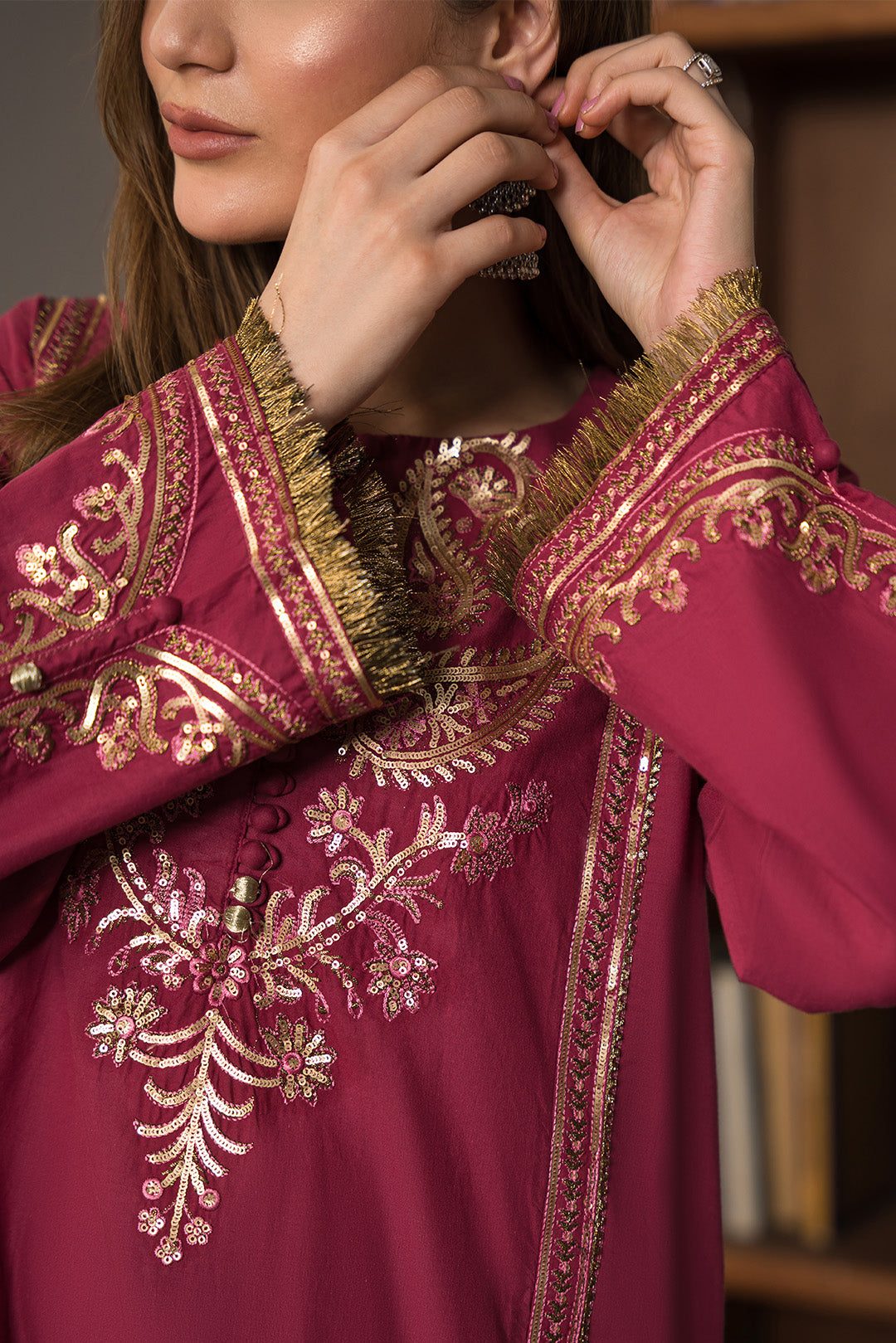 2 Piece - Dyed Embroidered Cotton Cambric Suit P0710