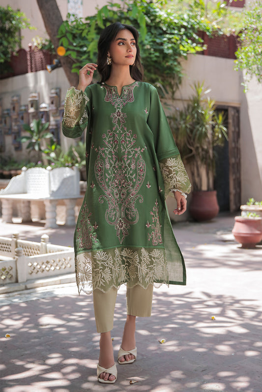 1 Piece - Dyed Embroidered Textured Lawn Shirt P0714 (SO)