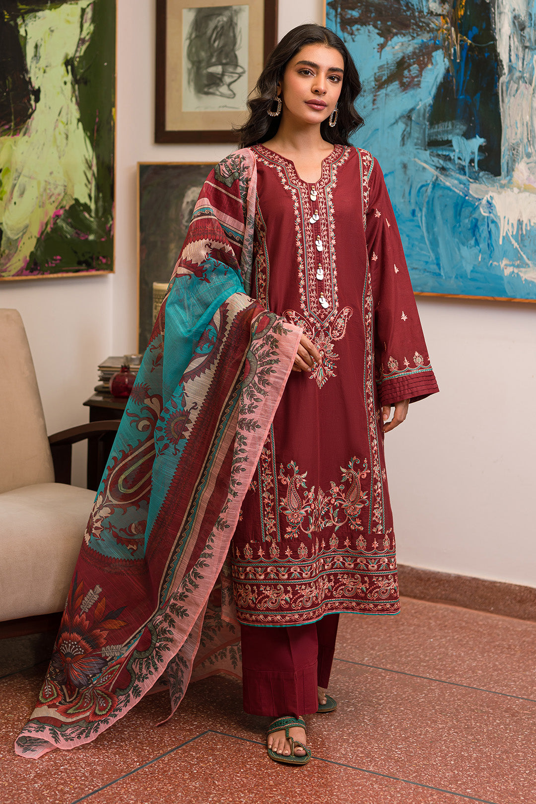2 Piece - Dyed Embroidered Lawn Suit P0723