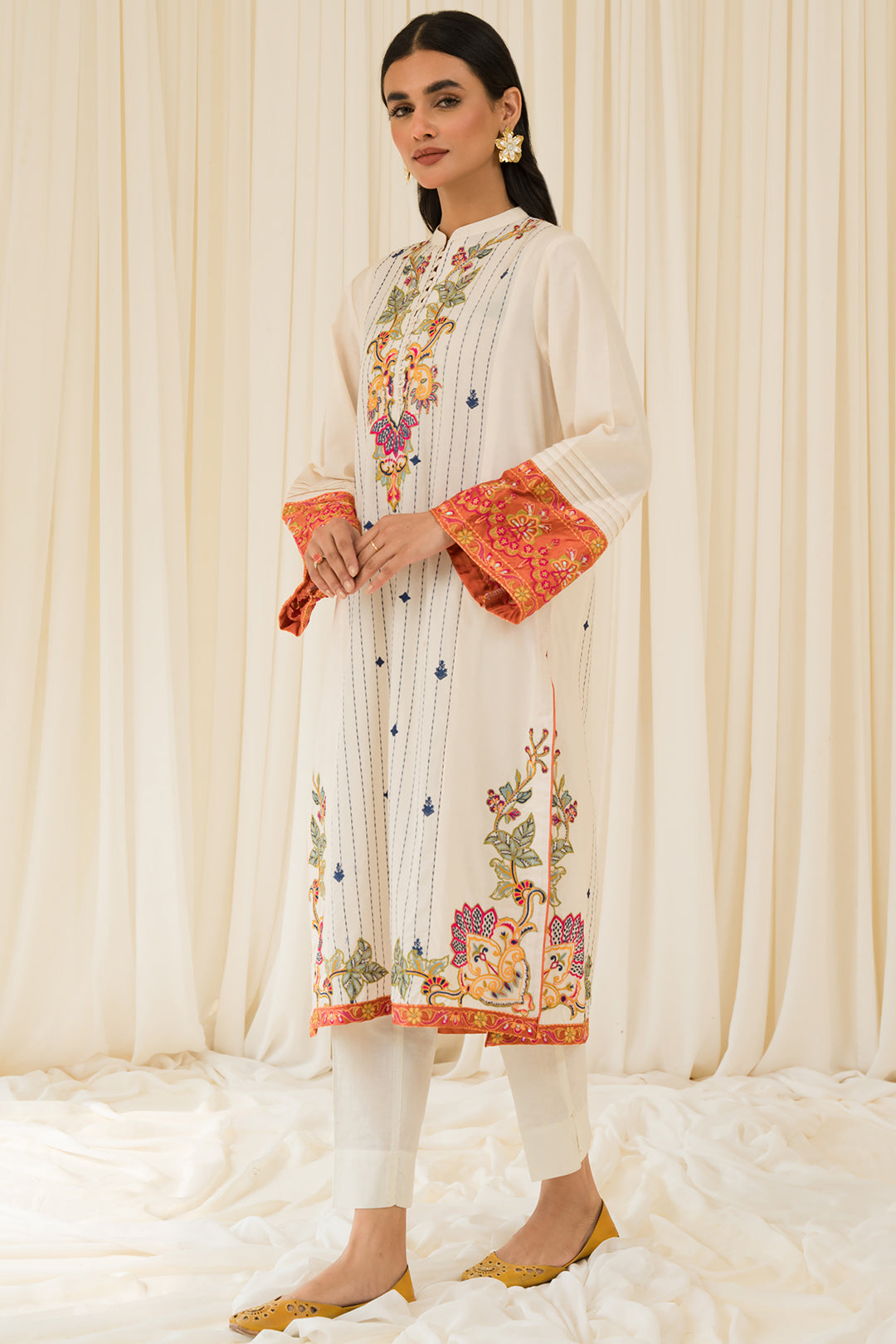 1 Piece - Embroidered Cambric Shirt P0794