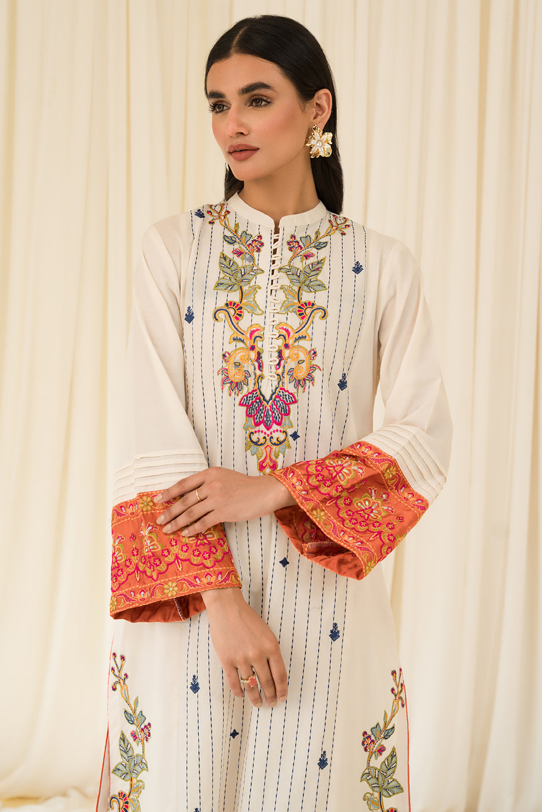 1 Piece - Embroidered Cambric Shirt P0794