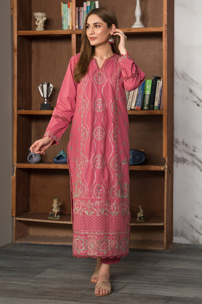 2 Piece - Dyed Embroidered Cotton Cambric Suit P0801