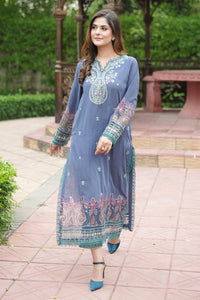 2 Piece - Dyed Embroidered Chambray Suit P0803