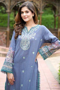 2 Piece - Dyed Embroidered Chambray Suit P0803