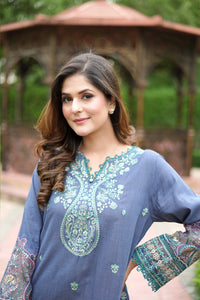2 Piece - Dyed Embroidered Chambray Suit P0803