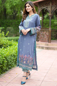 2 Piece - Dyed Embroidered Chambray Suit P0803