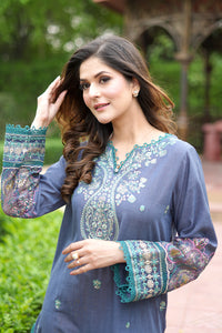 2 Piece - Dyed Embroidered Chambray Suit P0803