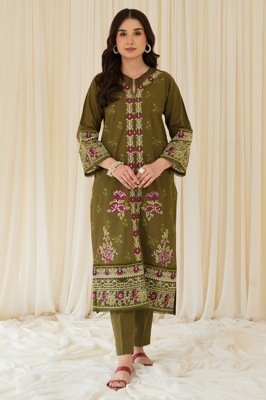 2 Piece - Embroidered Cambric Suit P0804