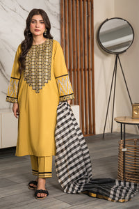 3 Piece - Dyed Embroidered Cotton Cambric Suit P0806