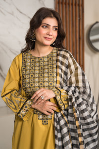 3 Piece - Dyed Embroidered Cotton Cambric Suit P0806