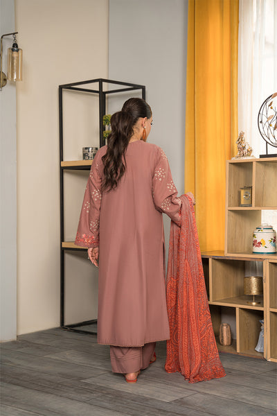 3 Piece - Dyed Embroidered Cotton Cambric Suit P0810