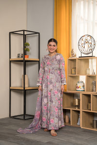 3 Piece - Digital Printed Cotton Cambric Suit P0818
