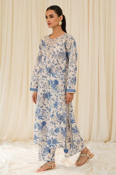 2 Piece - Embroidered Digital Printed Cambric Suit P0819