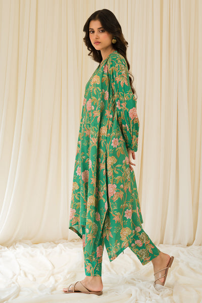2 Piece - Digital Printed Linen Suit P0828