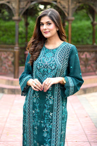 2 Piece - Embroidered Yarn Dyed  Suit P0874