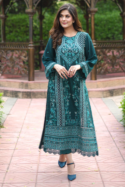 2 Piece - Embroidered Yarn Dyed  Suit P0874