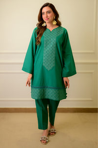 2 Piece - Embroidered Cotton Suit P1057