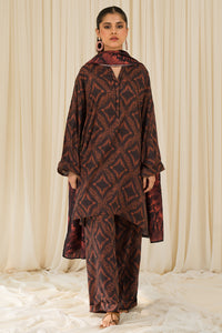 3 Piece - Digital Printed Textured Linen Suit PB929