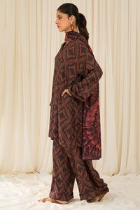 3 Piece - Digital Printed Textured Linen Suit PB929