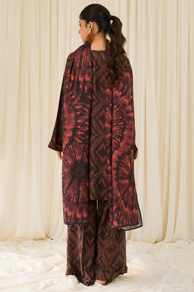 3 Piece - Digital Printed Textured Linen Suit PB929