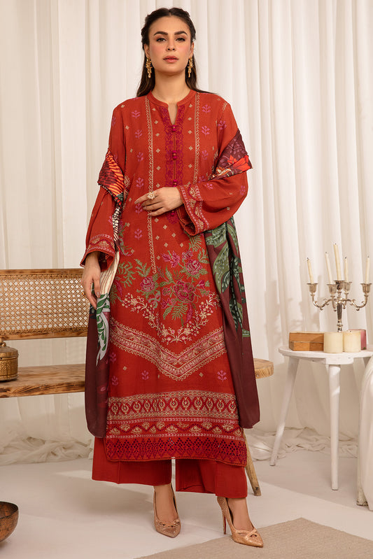3 Piece - Dyed Embroidered Khaddar Suit PB938