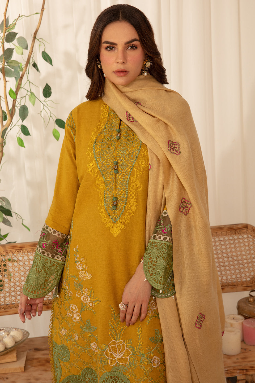 3 Piece - Dyed Embroidered Khaddar Suit PB940