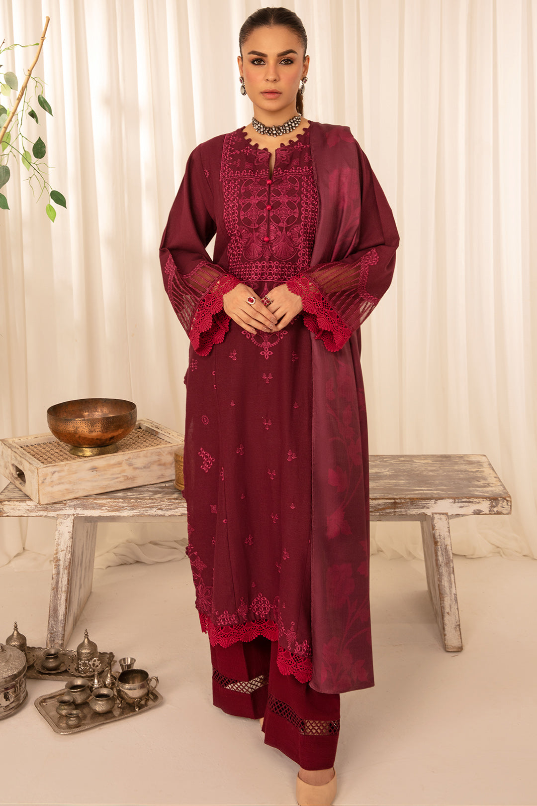 2 Piece - Embroidered Khaddar Suit PB941