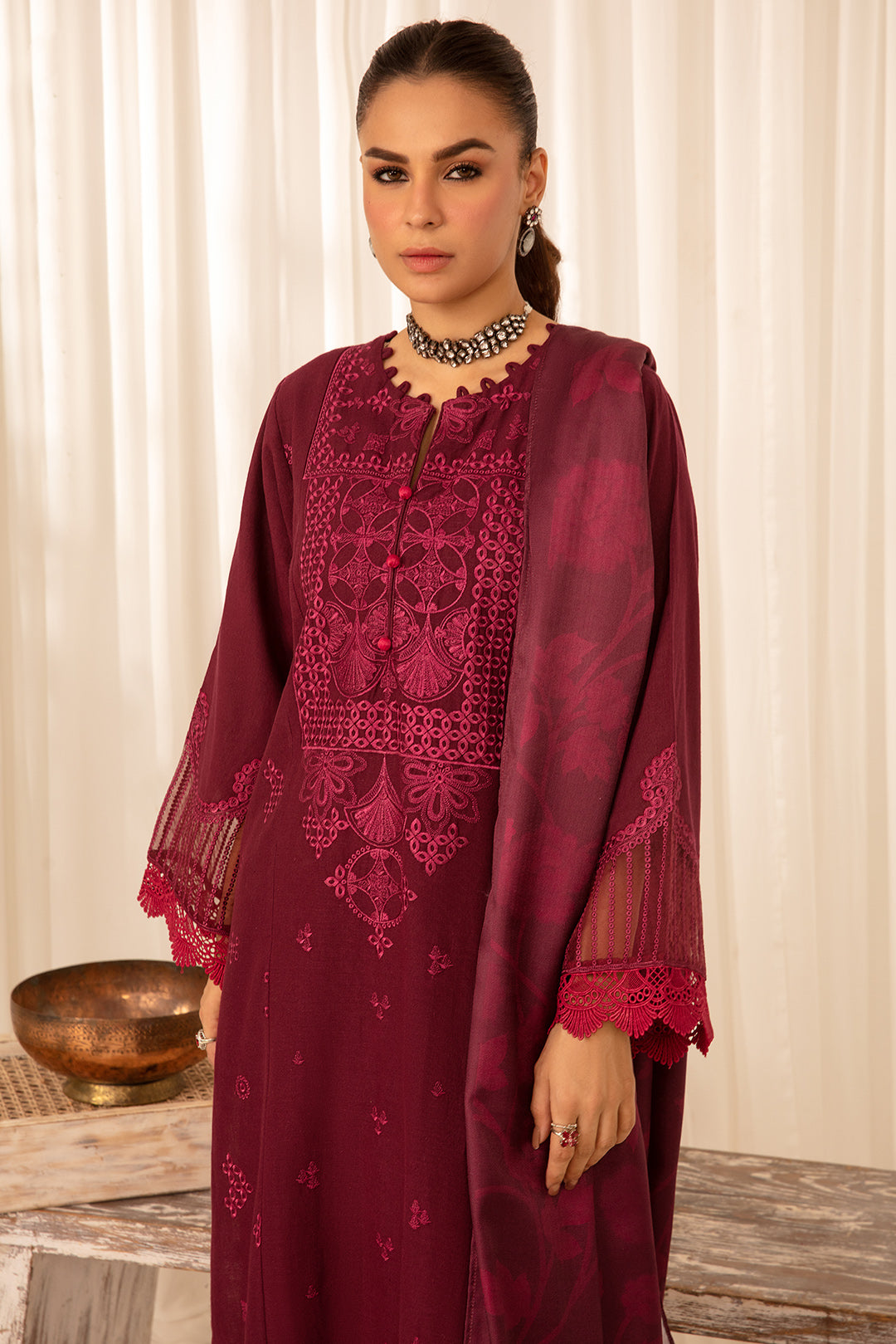 2 Piece - Embroidered Khaddar Suit PB941