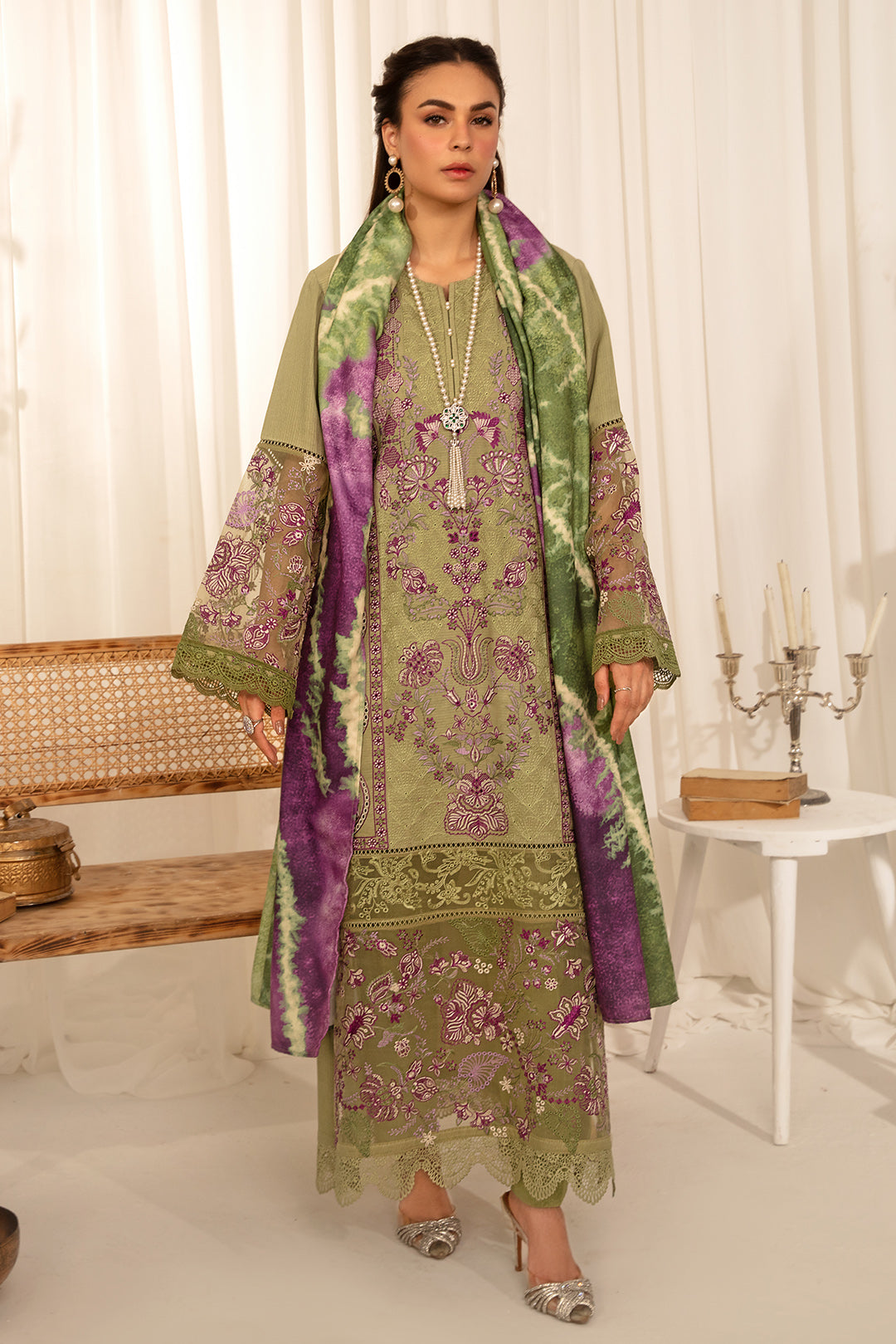 3 Piece - Dyed Embroidered Khaddar Suit PB944