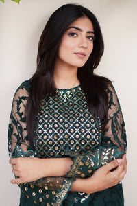 3 Piece - Embroidered Broshia Net Suit L1145