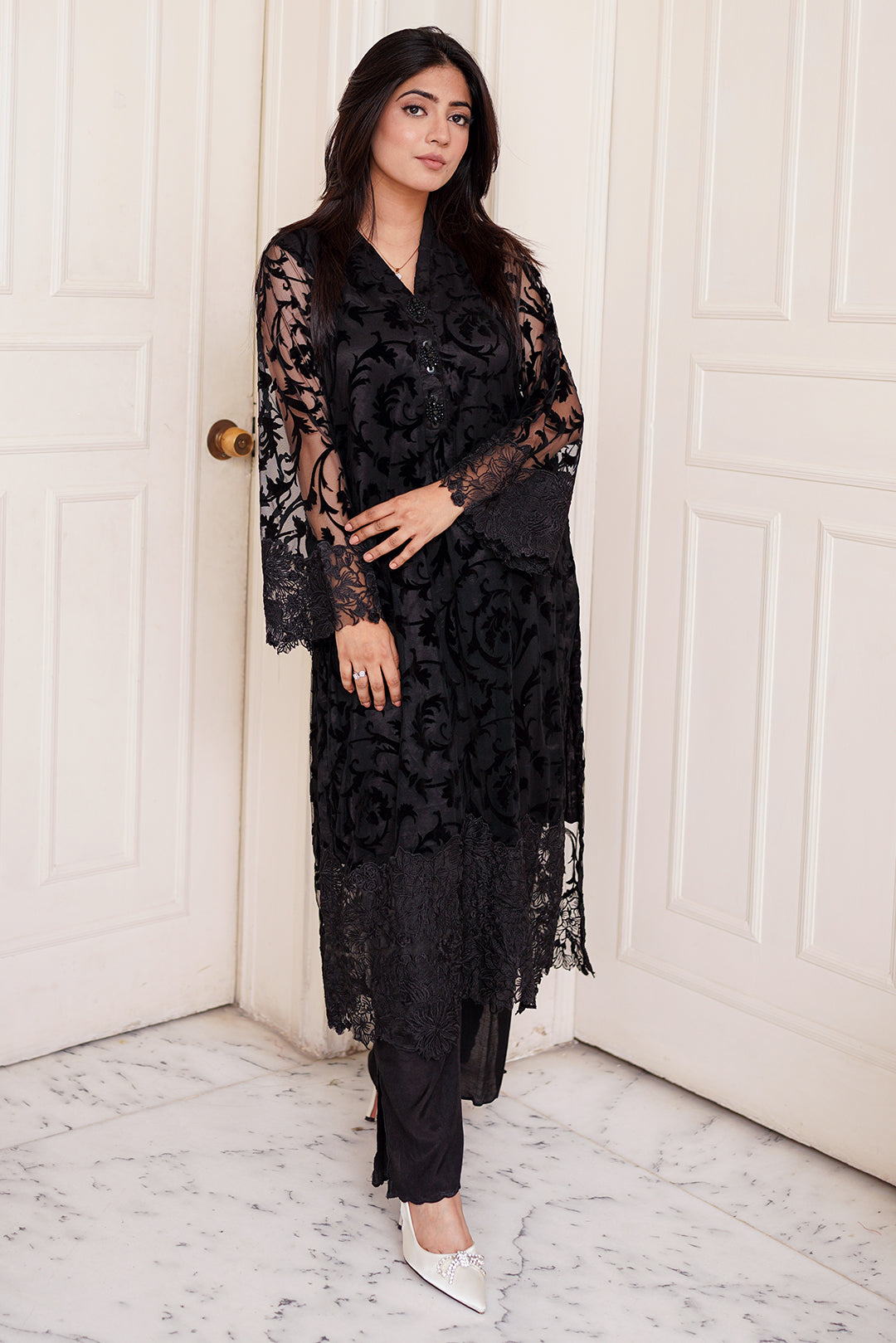 2 Piece - Embroidered Broshia Net Suit L1147