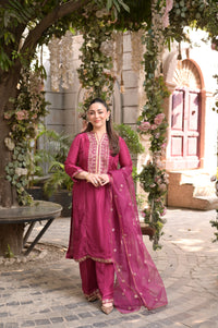 3 Piece - Premium Pure Silk Embroidered Suit LFP1147