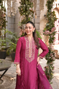 3 Piece - Premium Pure Silk Embroidered Suit LFP1147