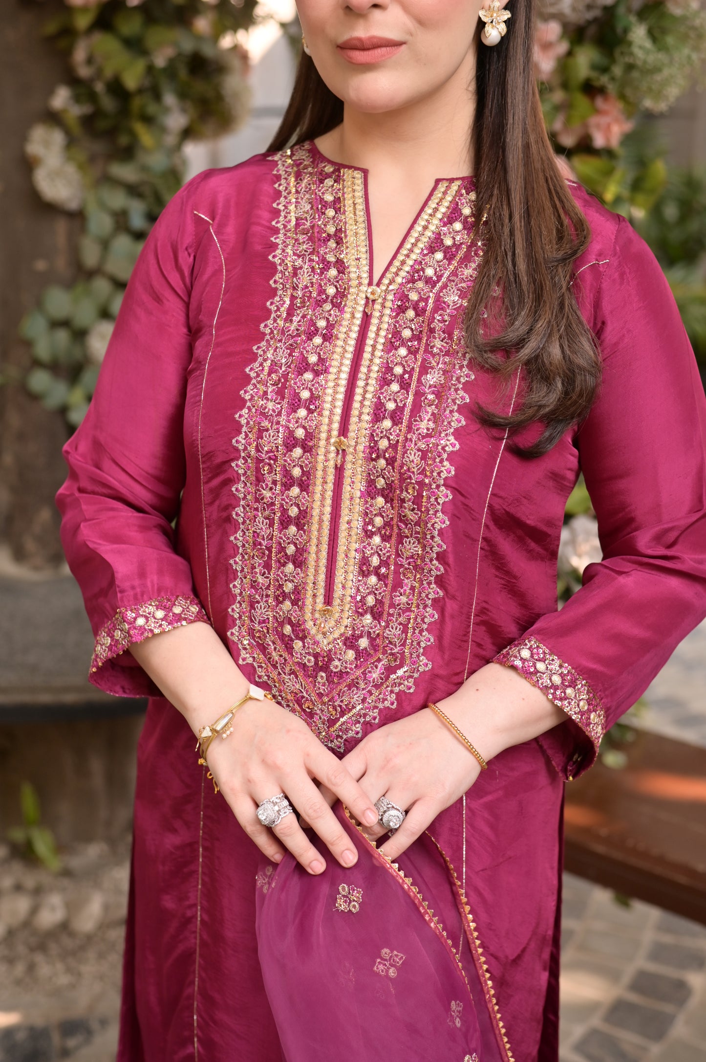 3 Piece - Premium Pure Silk Embroidered Suit LFP1147