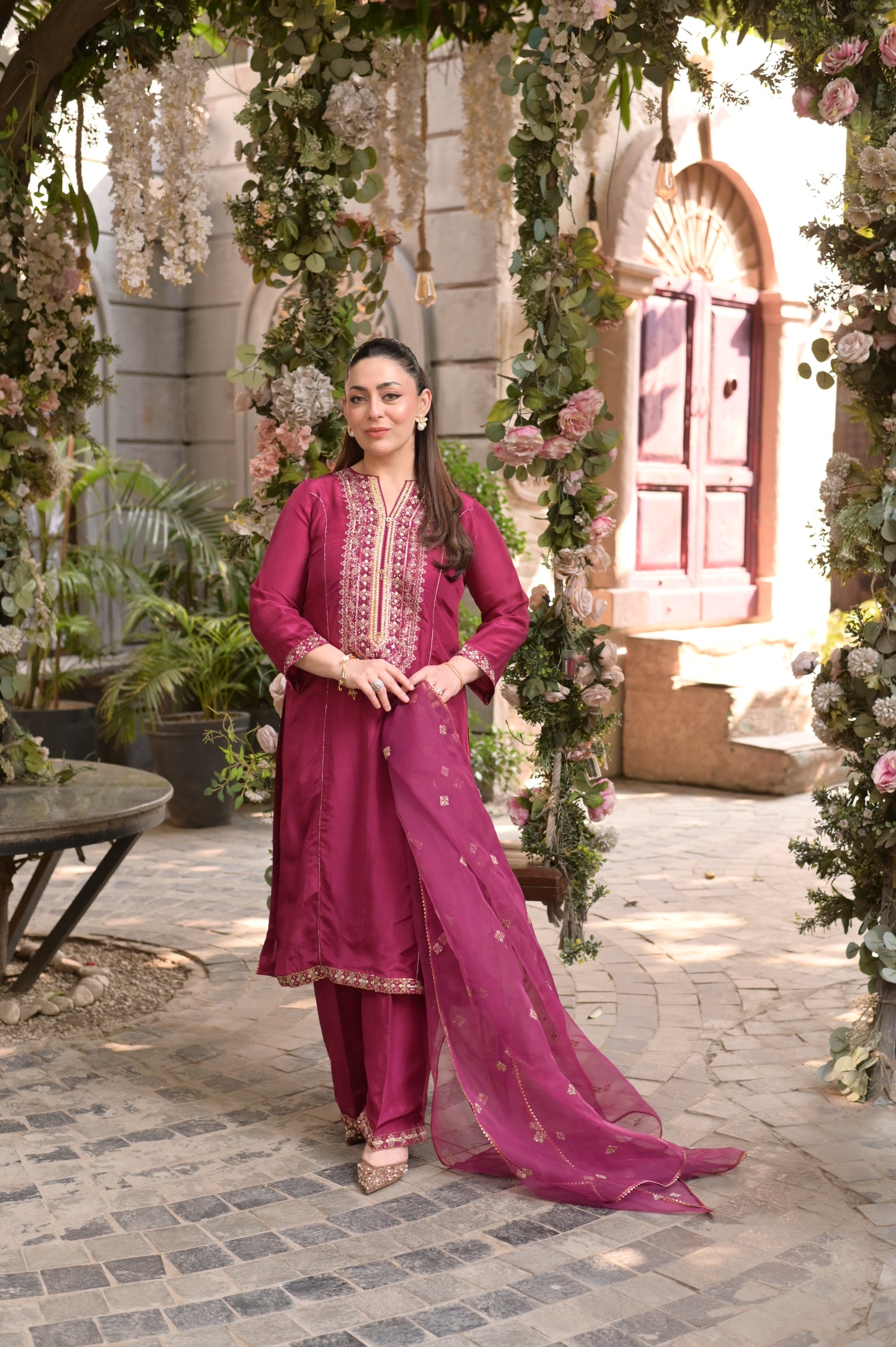 3 Piece - Premium Pure Silk Embroidered Suit LFP1147