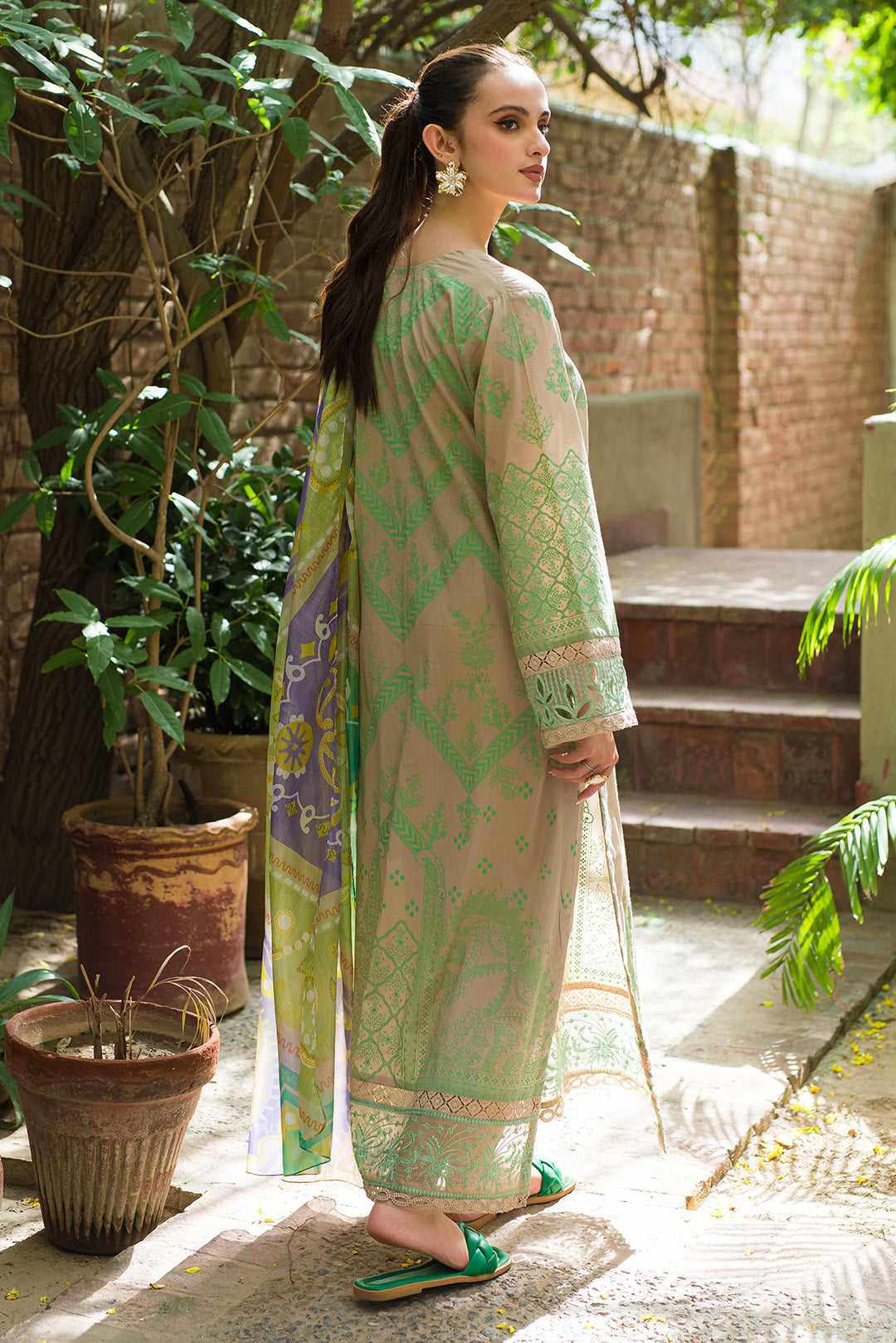 2 Piece - Embroidered Paste Printed Lawn Suit U0412